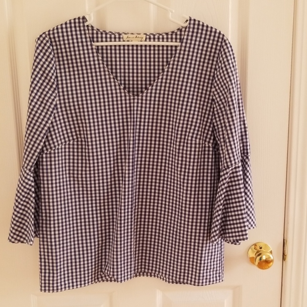 Gingham Bell Sleeve Shirt